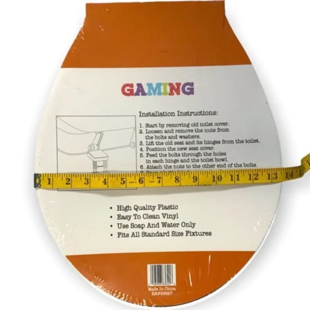 Gamer Video Game Toilet Seat Hinged Decorative Kids Bath Decor Green Grey New